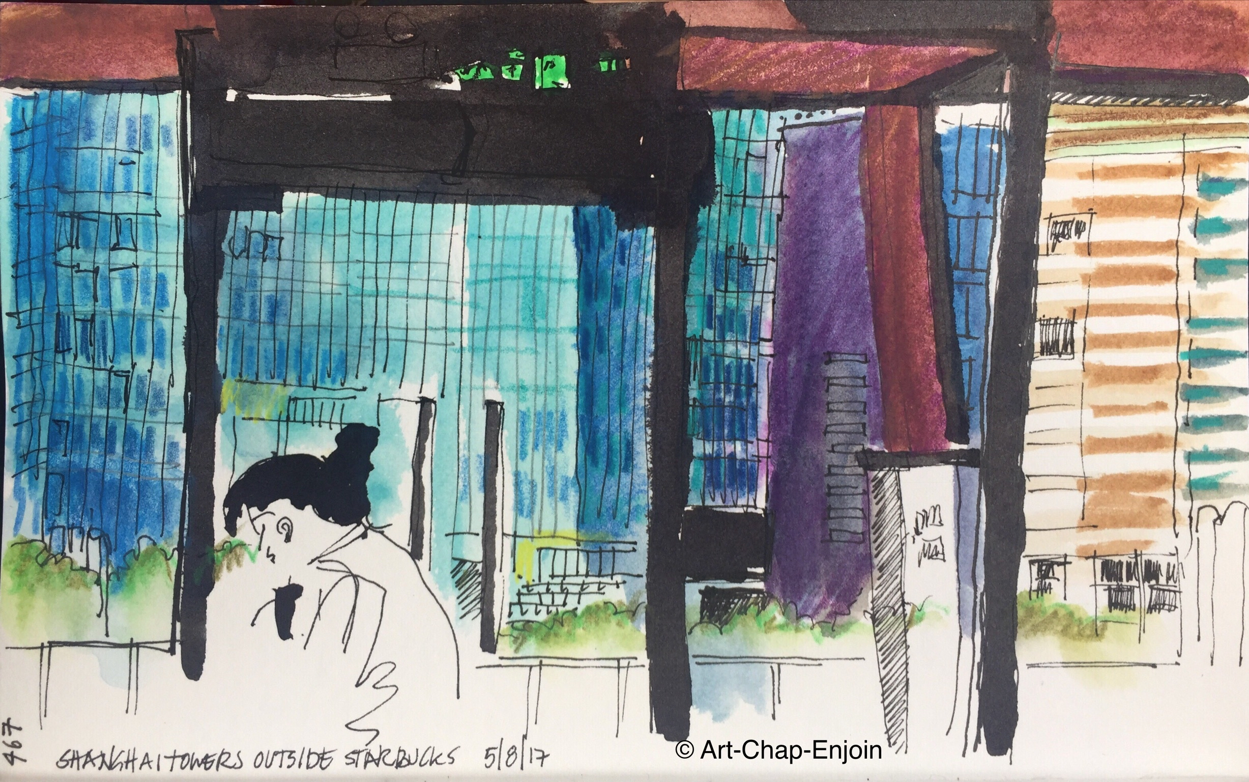 ACE.467-shanghai towers outside starbucks 170805-2-wm